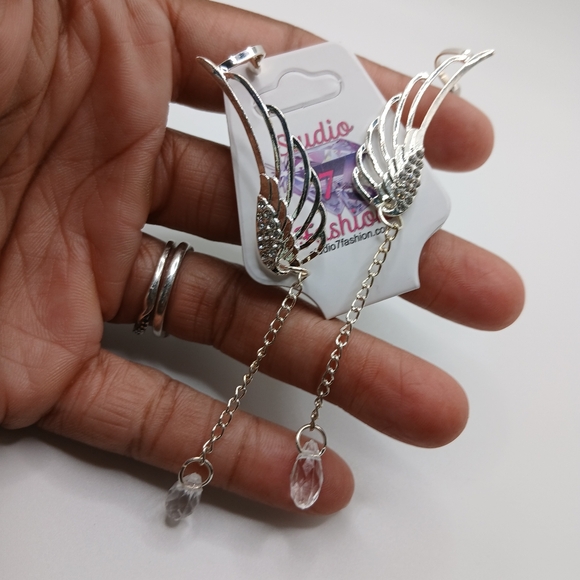 Guardian Angel Crystal Dangle Earrings - Picture 2 of 5